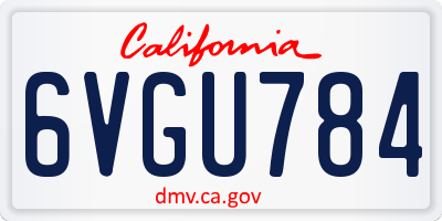 CA license plate 6VGU784