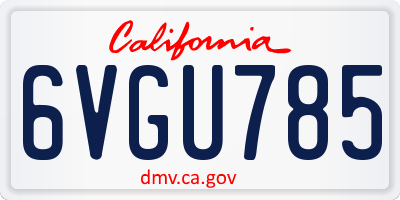 CA license plate 6VGU785