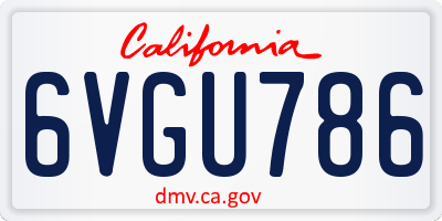 CA license plate 6VGU786