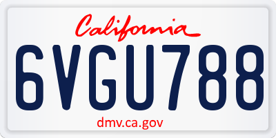 CA license plate 6VGU788