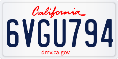 CA license plate 6VGU794