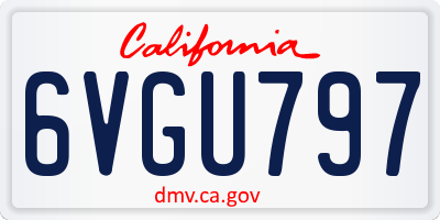 CA license plate 6VGU797
