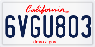 CA license plate 6VGU803