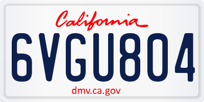 CA license plate 6VGU804