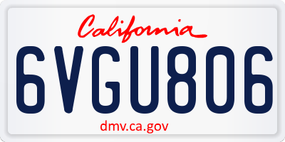 CA license plate 6VGU806
