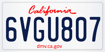 CA license plate 6VGU807