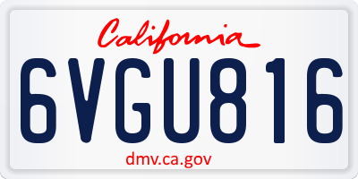 CA license plate 6VGU816