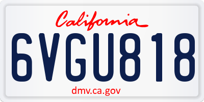 CA license plate 6VGU818