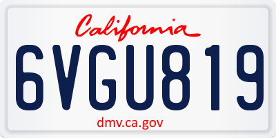CA license plate 6VGU819