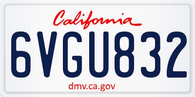 CA license plate 6VGU832