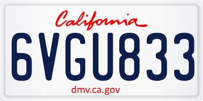 CA license plate 6VGU833