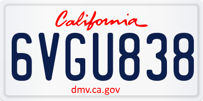 CA license plate 6VGU838