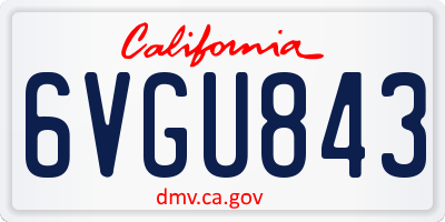 CA license plate 6VGU843