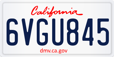 CA license plate 6VGU845