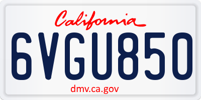 CA license plate 6VGU850