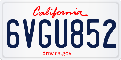 CA license plate 6VGU852