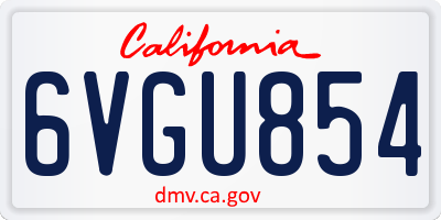 CA license plate 6VGU854