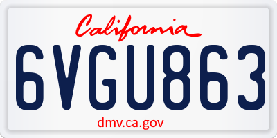 CA license plate 6VGU863