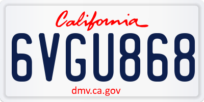 CA license plate 6VGU868