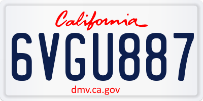 CA license plate 6VGU887