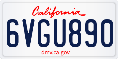 CA license plate 6VGU890