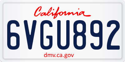 CA license plate 6VGU892