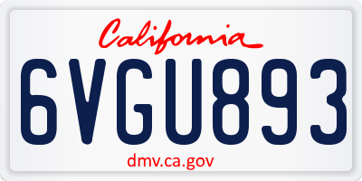 CA license plate 6VGU893