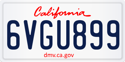 CA license plate 6VGU899