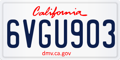 CA license plate 6VGU903