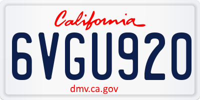 CA license plate 6VGU920