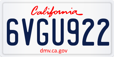 CA license plate 6VGU922