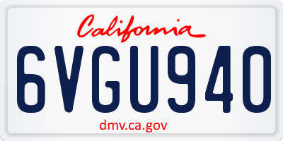 CA license plate 6VGU940