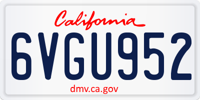 CA license plate 6VGU952
