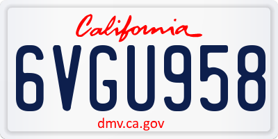 CA license plate 6VGU958