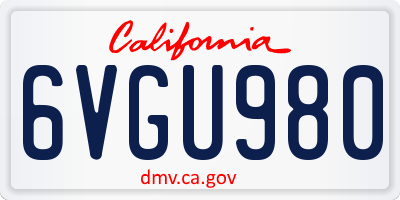 CA license plate 6VGU980