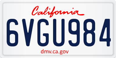 CA license plate 6VGU984