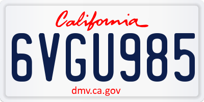CA license plate 6VGU985