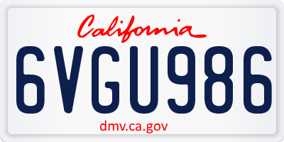 CA license plate 6VGU986