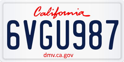 CA license plate 6VGU987
