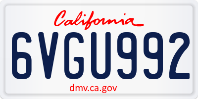 CA license plate 6VGU992