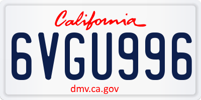 CA license plate 6VGU996