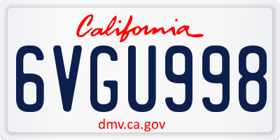 CA license plate 6VGU998
