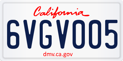 CA license plate 6VGV005