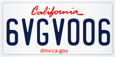 CA license plate 6VGV006