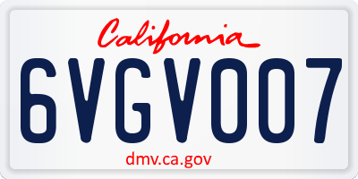 CA license plate 6VGV007