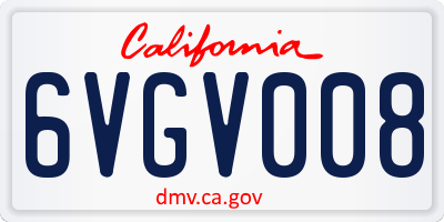 CA license plate 6VGV008