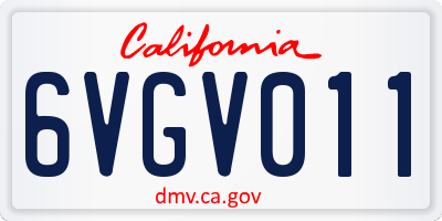 CA license plate 6VGV011