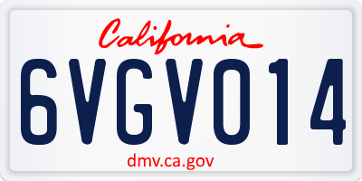CA license plate 6VGV014