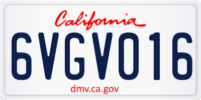 CA license plate 6VGV016