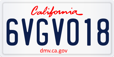 CA license plate 6VGV018